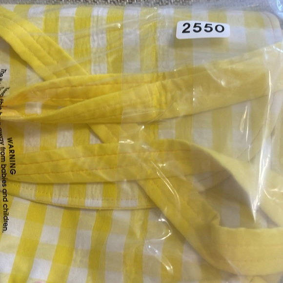 Hand Crafted Yellow And White Checked Crossbody Purse - New - Picture 9 of 9